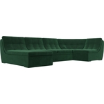 Модульный диван Лига Диванов Холидей велюр зеленый П-образный
