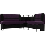 Кухонный угловой диван АртМебель Сидней велюр фиолетовый/черный правый угол