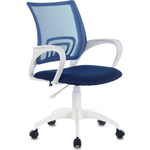 Кресло офисное Brabix Fly MG-396W с подлокотниками, пластик белый, сетка темно-синее TW-05/TW-10 (532399)