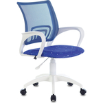 Кресло офисное Brabix Fly MG-396W с подлокотниками, пластик белый, сетка темно-синее с рисунком TW-05/Space (532405)