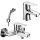 Комплект смесителей Rossinka Silvermix для раковины и ванны, с душем, хром (S35-31, S35-11)
