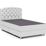 Кровать Шарм-Дизайн Премиум Люкс 100 серая рогожка и белая экокожа
