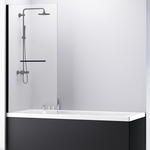 Шторка для ванны Abber Immer Offen 80х140 профиль черный, стекло прозрачное (AG70080B)