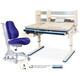 Комплект Mealux Парта Montreal Multicolor и кресло Match (BD-670 TG/MC - Y-528 SB) столешница беленый дуб, обивка кресла синяя однотонная