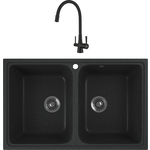 Кухонная мойка и смеситель GreenStone GRS-15-343 Lemark Comfort LM3075BL с сифоном, антрацит