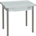 Стол обеденный Катрин Эко 80х60 с ящиком бетон пайн белый, опора №2 круглая серебристый металлик