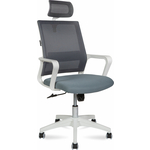 Офисное кресло NORDEN Бит 815AW-AF03-T58 белый пластик / серая сетка / темно серая ткань