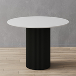 Стол круглый обеденный Genglass с черным металлическим подстольем и белой столешницей GENGLASS TRUBIS Wood GGT-03-2-3-L-100