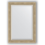 Зеркало с фацетом в багетной раме поворотное Evoform Exclusive 63x93 см, состаренное серебро с плетением 70 мм (BY 1172)
