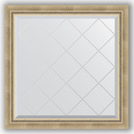 Зеркало с гравировкой Evoform Exclusive-G 83x83 см, в багетной раме - состаренное серебро с плетением 70 мм (BY 4304)