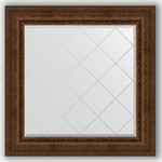 Зеркало с гравировкой Evoform Exclusive-G 92x92 см, в багетной раме - состаренная бронза с орнаментом 120 мм (BY 4343)