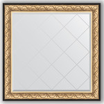 Зеркало с гравировкой Evoform Exclusive-G 110x110 см, в багетной раме - барокко золото 106 мм (BY 4466)