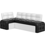 Кухонный угловой диван Мебелико Люксор эко-кожа (черно/белый) угол левый