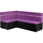 Кухонный угловой диван АртМебель Классик микровельвет фиолетово/черный левый