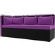 Кухонный угловой диван Мебелико Метро микровельвет фиолетово-черный угол левый
