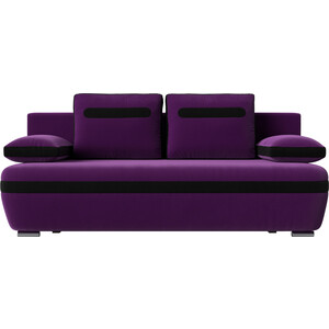 Прямой диван Лига Диванов Каир вельвет фиолетовый вставка черная