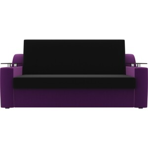 Прямой диван АртМебель Сенатор микровельвет черный/фиолетовый (140) аккордеон