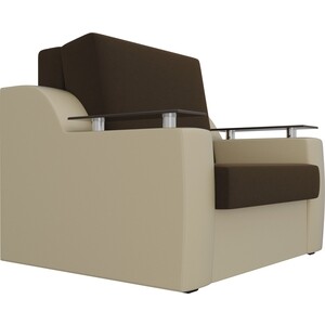 Кресло-кровать АртМебель Сенатор микровельвет коричневый экокожа бежевый (80)