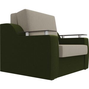Кресло-кровать АртМебель Сенатор микровельвет бежевый/зеленый (60)
