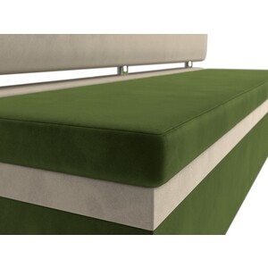 Кухонный прямой диван АртМебель Стайл микровельвет зеленый бежевый