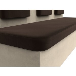 Кухонный прямой диван АртМебель Маккон 3-х местный микровельвет коричневый/бежевый