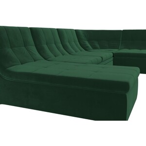 Модульный диван Лига Диванов Холидей велюр зеленый П-образный
