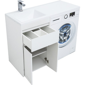 Мебель для ванной Aquanet Токио 110 напольная, левая, белая, под стиральную машину