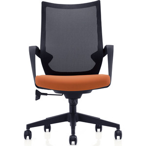 Кресло офисное NORDEN Спэйс LB/ черный пластик/черная сетка/оранжевая ткань