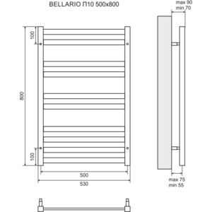 Полотенцесушитель электрический Lemark Bellario П10 500x800 скрытое подключение, хром (LM68810E, LM0101C)
