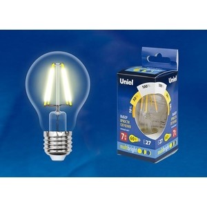 Лампочка светодиодная филаментная Uniel LED-A60-7W/WW/E27/CL/MB GLM10TR