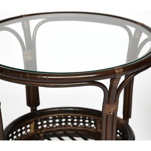 Террасный комплект (стол со стеклом + 2 кресла) TetChair Pelangi ротанг walnut (грецкий орех)