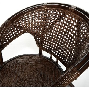 Террасный комплект (стол со стеклом + 2 кресла) TetChair Pelangi ротанг walnut (грецкий орех)