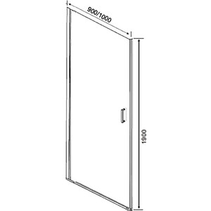 Дверь душевого уголка Orange E05 90x190 стекло прозрачное, профиль хром (E05-090TCR)