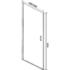 Дверь душевого уголка Orange E05 100x190 стекло прозрачное, профиль хром (E05-100TCR)