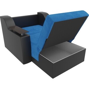 Кресло-кровать аккордеон АртМебель Сенатор велюр голубой экокожа черный (80)