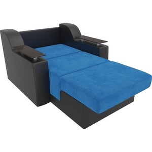 Кресло-кровать аккордеон АртМебель Сенатор велюр голубой экокожа черный (80)