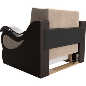 Кресло-кровать АртМебель Меркурий велюр бежевый экокожа коричневый (80)