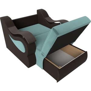 Кресло-кровать АртМебель Меркурий велюр бирюза экокожа коричневый (80)