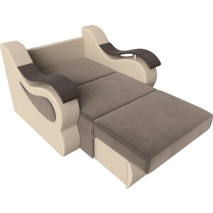 Кресло-кровать АртМебель Меркурий велюр коричневый экокожа бежевый (80)