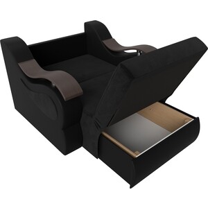 Кресло-кровать АртМебель Меркурий велюр черный экокожа черный (80)