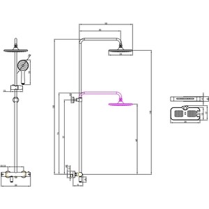 Душевой уголок Ambassador Forsa 150х110 с душевой системой Lemark, прозрачный, хром (17021110AX-110AX, LM7010C)
