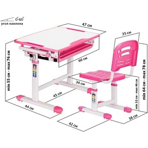 Комплект мебели (столик + стульчик) Mealux EVO EVO-06 pink столешница белая/пластик розовый