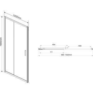 Душевая дверь Vincea Garda VDS-1G 100x190 прозрачная, хром (VDS-1G100CL)