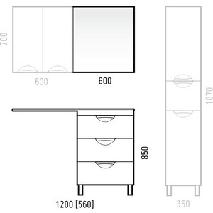 Мебель для ванной Corozo Алиот 120 правая, напольная, под стиральную машину, белая