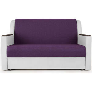 Диван-кровать Шарм-Дизайн Аккорд Д 100 фиолетовая рогожка и экокожа белая
