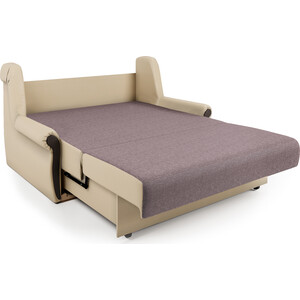 Диван-кровать Шарм-Дизайн Аккорд М 100 рогожка латте и экокожа беж