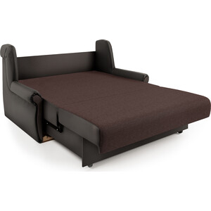 Диван-кровать Шарм-Дизайн Аккорд М 100 рогожка шоколад и экокожа шоколад
