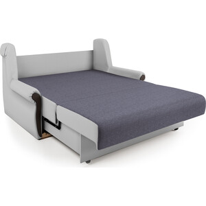 Диван-кровать Шарм-Дизайн Аккорд М 100 серая рогожка и экокожа белая