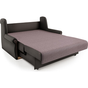 Диван-кровать Шарм-Дизайн Аккорд М 140 рогожка латте и экокожа шоколад