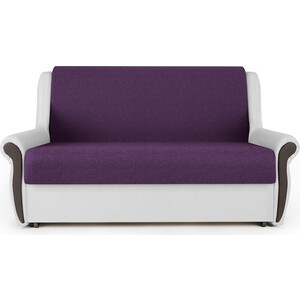 Диван-кровать Шарм-Дизайн Аккорд М 140 фиолетовая рогожка и экокожа белая